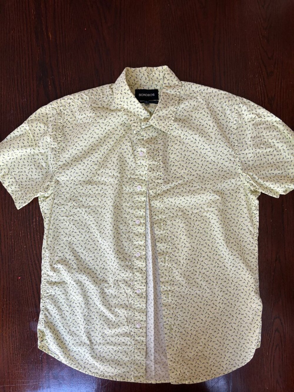 Bonobos Riviera Short Sleeve Camp Collar Shirt Lime Floral Print Mens Medium